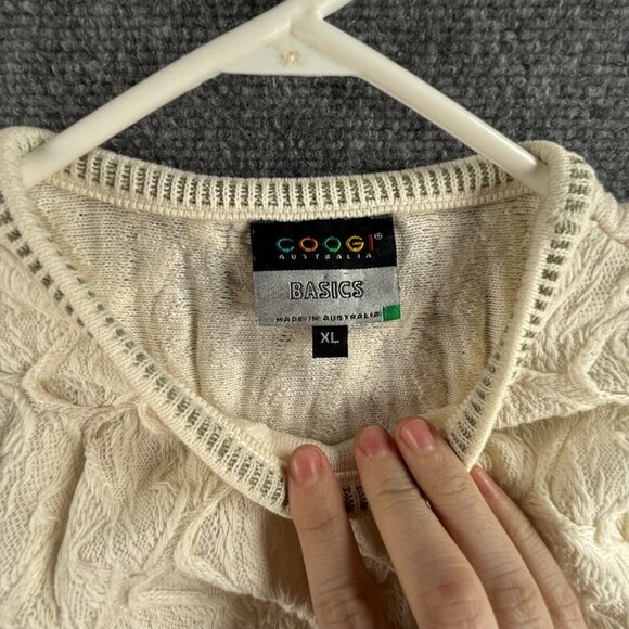 COOGI Australia Sweater Women White Crop Knit Pullover Sleeve Logos Short XL - Picture 15 of 16